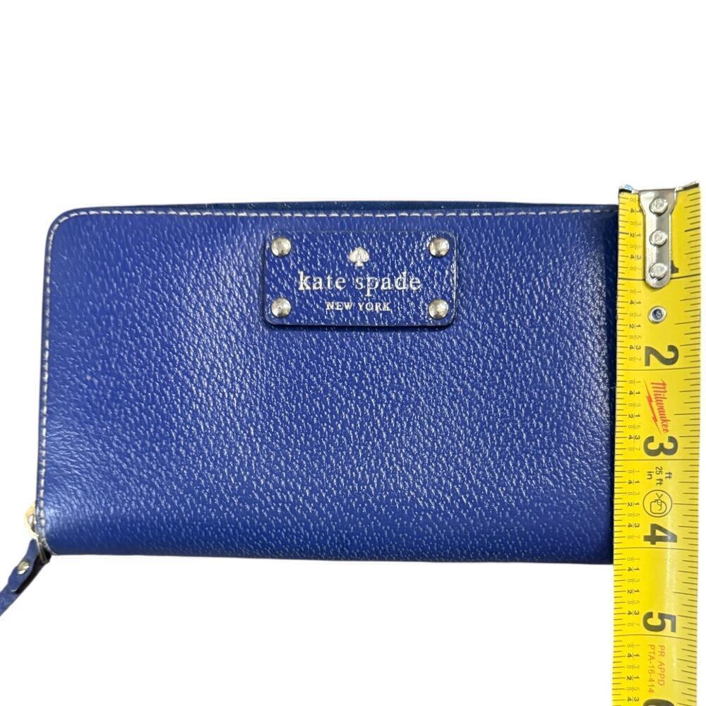 Kate Spade Zip-Around Wallet | Royal Blue Leather Polka Dot Lining - Picture 2 of 7